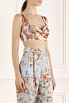 Zimmermann Women's red bralette top in floral print - floral print. silk, linen. Fastener: hooks. Country of manufacture: Italy. Care: specialized cleaning - photo 3