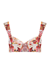 Women's red bralette top in floral print Zimmermann - floral print. silk, linen. Fastener: hooks. Country of manufacture: Italy. Care: specialized cleaning - photo 6