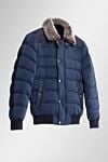 Moorer Men's down jacket made of polyamide and polyester blue - Contrast finish . Fur collar . 60% polyamide, 40% polyester . Closure: Zipper, buttons . Two side pockets . Lining: 100% real fur. Country of manufacture: Italy. Care: specialized cleaning - photo 9