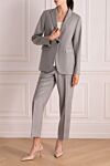 Gray women's wool trouser suit Peserico - Composition: 98% wool, 1% polyamide, 1% metal. Pockets: four pockets. Fastening: buttons, zipper. Country of manufacture: Italy. Care: specialized cleaning - photo 2