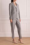 Peserico Gray women's wool trouser suit - Composition: 98% wool, 1% polyamide, 1% metal. Pockets: four pockets. Fastening: buttons, zipper. Country of manufacture: Italy. Care: specialized cleaning - photo 3