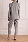 Gray women's wool trouser suit Peserico - Composition: 98% wool, 1% polyamide, 1% metal. Pockets: four pockets. Fastening: buttons, zipper. Country of manufacture: Italy. Care: specialized cleaning - photo 4