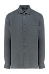 Kiton Men's gray linen shirt - Decor: brand logo. Composition: 100% linen. Closure: buttons. Pockets: one pocket. Country of manufacture: Italy. Care: specialized cleaning - photo 1