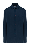 Kiton Men's blue linen shirt - Decor: brand logo. Composition: 100% linen. Closure: buttons. Pockets: one pocket. Country of manufacture: Italy. Care: specialized cleaning - photo 1