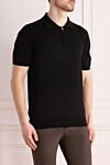 Kiton Men's black cotton polo - Decor: brand logo. Composition: 100% cotton. Closure: zipper. Country of manufacture: Italy. Care: specialized cleaning - photo 3