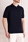 Kiton Men's blue cotton polo - Decor: brand logo. Composition: 100% cotton. Closure: zipper. Country of manufacture: Italy. Care: specialized cleaning - photo 3