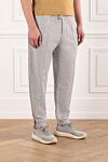 Brunello Cucinelli Premium cashmere and cotton joggers with elastic waistband - Decoration: melange. 57% cashmere, 40% cotton, 3% polyamide. drawstring waistband, zippers. two side pockets, two back pockets. Country of manufacture: Italy. Care: specialized cleaning - photo 3