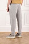 Premium cashmere and cotton joggers with elastic waistband Brunello Cucinelli - Decoration: melange. 57% cashmere, 40% cotton, 3% polyamide. drawstring waistband, zippers. two side pockets, two back pockets. Country of manufacture: Italy. Care: specialized cleaning - photo 4
