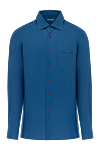 Kiton Men's blue linen shirt - Decor: brand logo. Composition: 100% linen. Clasp: buttons . Pockets: one chest pocket. Country of manufacture: Italy. Care: specialized cleaning - photo 1