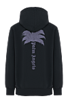 Palm Angels Чорне трикотажне худі з фактурною нашивкою-пальмою (уцінка) - логотип бренду. капюшон. 100% бавовна. одна кишеня. Країна виробник: Італія. Догляд: спеціалізоване чищення - фото 7
