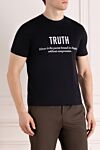 Kiton Men's black cotton T-shirt - Decor: brand slogan. Composition: 100% cotton. Country of manufacture: Italy. Care: specialized cleaning - photo 3