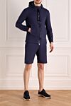 Men's blue walking suit made of cotton and elastane Kiton - Decor: brand logo. Additionally: hood. Composition: 89% cotton, 11% elastane. Fastening: zipper, drawstring. Pockets: two side pockets. Country of manufacture: Italy. Care: specialized cleaning - photo 2