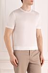 Kiton Men's white cotton T-shirt - Composition: 100% cotton. Country of manufacture: Italy. Care: specialized cleaning - photo 3