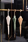 Green umbrella with bamboo handle Pasotti - bamboo handle. Automatic opening. polyester. Product length: 95 cm. Country of manufacture: Italy. Care: specialized cleaning - photo 6