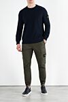 Blue cotton sweatshirt for men with logo on the sleeve Stone Island - brand logo. 100% cotton. Country of manufacture: Italy. Care: specialized cleaning - photo 2