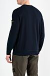 Blue cotton sweatshirt for men with logo on the sleeve Stone Island - brand logo. 100% cotton. Country of manufacture: Italy. Care: specialized cleaning - photo 4