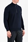 Stone Island Knitted troyer with zipper, blue, soft cotton - brand logo. 100% cotton. Closure: zipper. Country of manufacture: Italy. Care: specialized cleaning - photo 3