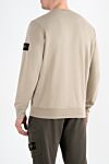 Men's brand beige cotton sweatshirt with logo Stone Island - brand logo. 100% cotton. Country of manufacture: Italy. Care: specialized cleaning - photo 4