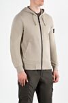 Stone Island Sports jacket made of cotton fleece with a hood, beige - brand logo. hood. 100% cotton. Closure: zipper. two side pockets. Country of manufacture: Italy. Care: specialized cleaning - photo 3