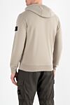 Sports jacket made of cotton fleece with a hood, beige Stone Island - brand logo. hood. 100% cotton. Closure: zipper. two side pockets. Country of manufacture: Italy. Care: specialized cleaning - photo 4