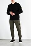 Black cotton jumper for men Stone Island - brand logo. 100% cotton. Country of manufacture: Italy. Care: specialized cleaning - photo 2