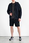 Men's blue sports jacket with logo Stone Island - Brand logo decor on the sleeve. hood. 100% cotton. Zipper closure. Camans: two side pockets. Country of manufacture: Italy. Care: specialized cleaning - photo 2