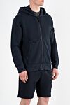 Stone Island Men's blue sports jacket with logo - Brand logo decor on the sleeve. hood. 100% cotton. Zipper closure. Camans: two side pockets. Country of manufacture: Italy. Care: specialized cleaning - photo 3