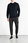 Men's branded blue cotton sweatshirt with logo Stone Island - brand logo. 100% cotton. Country of manufacture: Italy. Care: specialized cleaning - photo 2