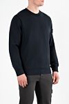 Stone Island Men's branded blue cotton sweatshirt with logo - brand logo. 100% cotton. Country of manufacture: Italy. Care: specialized cleaning - photo 3
