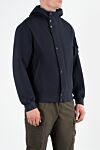Stone Island Men's blue windbreaker with logo and hood - brand logo . hood. 92% polyester, 8% elastane. buttons . two side pockets. Country of manufacture: Italy. Care: specialized cleaning - photo 3