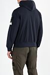 Men's blue windbreaker with logo and hood Stone Island - brand logo . hood. 92% polyester, 8% elastane. buttons . two side pockets. Country of manufacture: Italy. Care: specialized cleaning - photo 4