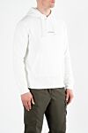 Stone Island Men's white sports jacket with logo and hood - Brand logo decor on the sleeve. hood. 100% cotton. Zipper closure. Camans: two side pockets. Country of manufacture: Italy. Care: specialized cleaning - photo 3