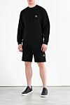 Men's black cotton sweatshirt with logo Stone Island - brand logo. 100% cotton. Country of manufacture: Italy. Care: specialized cleaning - photo 2