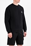Stone Island Men's black cotton sweatshirt with logo - brand logo. 100% cotton. Country of manufacture: Italy. Care: specialized cleaning - photo 3