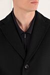 Lubiam Black men's single-breasted wool coat - 100% wool. Closure: buttons. two side pockets. Country of manufacture: Italy. Care: specialized cleaning - photo 5