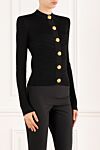 Balmain Трикотажный кардиган черный с пуговицами - пуговицы золотистого цвета Signature Coin. 84% вискоза 16% полиэстер. пуговицы. Страна производитель: Франция. Уход: специализированная чистка - фото 3