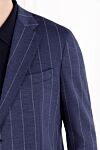 Sartoria Latorre Blue striped men's jacket single-breasted - stripe pattern. 84% wool, 14% nylon, 2% elastane. Closure: buttons. 2 side pockets, one chest pocket. Country of manufacture: Italy. Care: specialized cleaning - photo 5