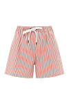 Brunello Cucinelli Striped cotton and silk shorts red women - striped pattern. 81% cotton, 19% silk. Pocket: two side pockets. Fastener: drawstring. Country of manufacture: Italy. Care: specialized cleaning - photo 1