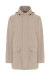 Brunello Cucinelli Men's windbreaker jacket with hood beige - 70% polyester, 30% polyamide. Additional: hood. two side pockets. zipper, buttons. Country of manufacture: Italy. Care: specialized cleaning - photo 1