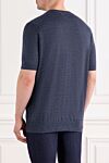 Blue melange men's T-shirt without a pattern made of linen and cotton Brunello Cucinelli - 77% linen, 23% cotton. Country of manufacture: Italy. Care: specialized cleaning - photo 4