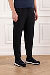 Brunello Cucinelli Мужские спортивные брюки чёрные с эластичным поясом - 93% хлопок, 7% полиамид. пояс на шнурке. два боковых кармана, два задних кармана. Страна производитель: Италия. Уход: специализированная чистка - фото 3