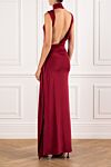 Evening maxi dress with draping and high slit in burgundy shade Khela - drapery. 90% polyester, 10% elastane. Country of manufacture: Italy. Care: specialized cleaning - photo 4