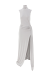 Khela Floor-length grey dress with draping and high slit made of flowing silky jersey - drapery. 90% polyester, 10% elastane. Country of manufacture: Italy. Care: specialized cleaning - photo 1