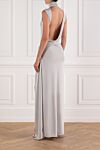 Floor-length grey dress with draping and high slit made of flowing silky jersey Khela - drapery. 90% polyester, 10% elastane. Country of manufacture: Italy. Care: specialized cleaning - photo 4