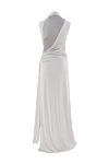 Khela Floor-length grey dress with draping and high slit made of flowing silky jersey - drapery. 90% polyester, 10% elastane. Country of manufacture: Italy. Care: specialized cleaning - photo 7