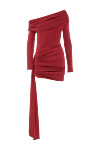 Khela Asymmetrical one shoulder dress with draping and elongated insert burgundy - drapery. 90% polyester, 10% elastane. Country of manufacture: Italy. Care: specialized cleaning - photo 1