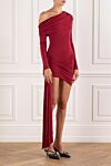 Khela Asymmetrical one shoulder dress with draping and elongated insert burgundy - drapery. 90% polyester, 10% elastane. Country of manufacture: Italy. Care: specialized cleaning - photo 3