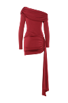 Khela Asymmetrical one shoulder dress with draping and elongated insert burgundy - drapery. 90% polyester, 10% elastane. Country of manufacture: Italy. Care: specialized cleaning - photo 7
