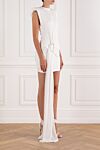 Khela White stretch draped mini dress with accent buckle - drapery. 90% polyester, 10% elastane. Fastener: fashion. Country of manufacture: Italy. Care: specialized cleaning - photo 3