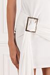 White stretch draped mini dress with accent buckle Khela - drapery. 90% polyester, 10% elastane. Fastener: fashion. Country of manufacture: Italy. Care: specialized cleaning - photo 6